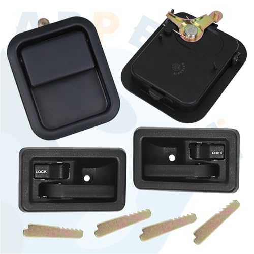 APPERFiT Exterior & Interior Door Handles w/Keepers Compatible with Jeep Wrangler TJ 2003-2006 with Full Doors Replaces 55176382AE 55176383AE 55176477AC 55176476AC - style: 2003-2006 Exterior & Interior Door Handle