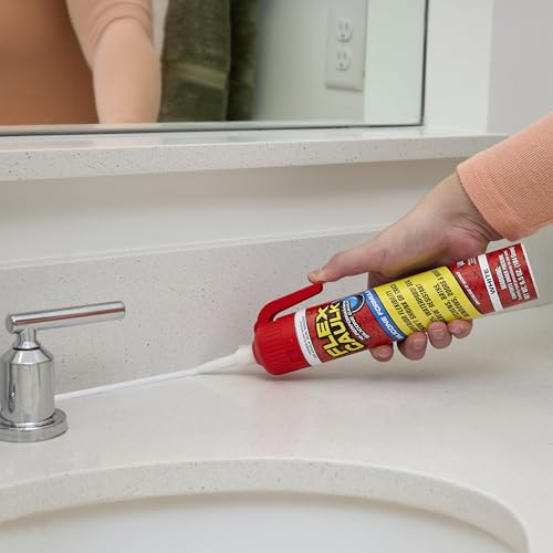 Flex Caulk, Silicone, Waterproof & Weatherproof Sealant, Strong, Indoor, Outdoor, Bath, Kitchen, Shower, Sink, Window, Baseboards, Door, RV, Roof, Wood, Glass, Tile, Marine, White, 6.5 oz, 1-Pack - style: Silicone, White, 6.5 oz, 1-Pack