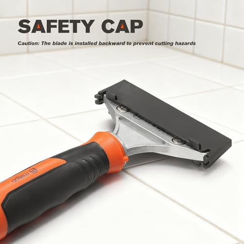 M MEEPO 5 in 1 Razor Blade Scraper & Caulking Tool Set, with 80 pcs Razor Blades & 5 pcs Scraper Blades, Extentable & Detachable Scraper Tool Oven Cleaner Caulk Grout Remover Tool for House Cleaning
