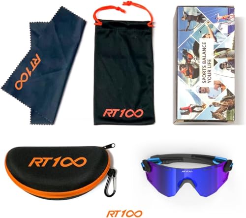 RIDE YOUR WAY Professional wrap around Frameless Cycling Sunglasses for Men and Women - color: Black Blue / Blue V1