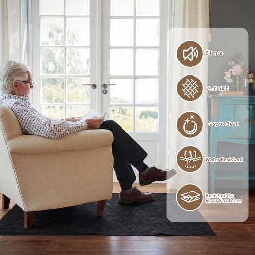 3 Pack Recliner Floor Protectors 30"x 30", Non-Slip Felt Furniture Pads for Hardwood Floors & Carpet, Anti-Slide Felt Mats to Prevent Furniture Moving & Scratching