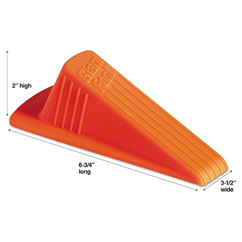 00965 Giant Foot Doorstop, No-Slip Rubber Wedge, 3-1/2w x 6-3/4d x 2h, Safety Orange