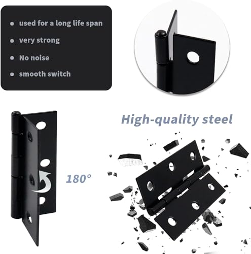 Antrader Cabinet Gate Closet Door Hinge 2-2/5'' Long Home Furniture Hardware Folding Butt Hinge Black Pack of 6 - color: Black, size: 2.36" x 1.47"