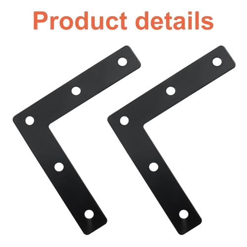 Bivethoi 10 Pcs L Shape Flat Mending Plates, 80 x 80mm (3.15" x 3.15") Stainless Steel Corner Braces with Screws, Flat Angle Brackets for Wood Furniture Repair, Cabinet, Shelf & DIY Projects, Black - size: 80x80mm/3.15"x3.15", style: L shape