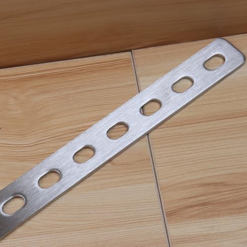 4pcs 16" Flat Straight Brace Brackets 16 Screw Stainless Steel Mending Repair Fixing Plate Joining Plates Connectors Long Slotted Braces for Furniture Table Chair