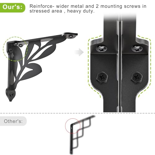 SELEWARE Heavy Duty Shelf Brackets 12 Inch, Branch Shelves Brackets, 300LB Capacity Decorative Metal L Brackets for Floating Shelves, Black Rustic Wall Mount Shelving Bracket with Screws, 4 Pack - size: 12 Inch, style: Branch-4 pack