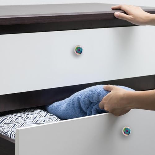 White Cabinet Knobs, Dresser Knobs, 4PCS Drawer Pulls with Screws for Home Office Kitchen, Flower Floral Christmas - color: COLOR8085