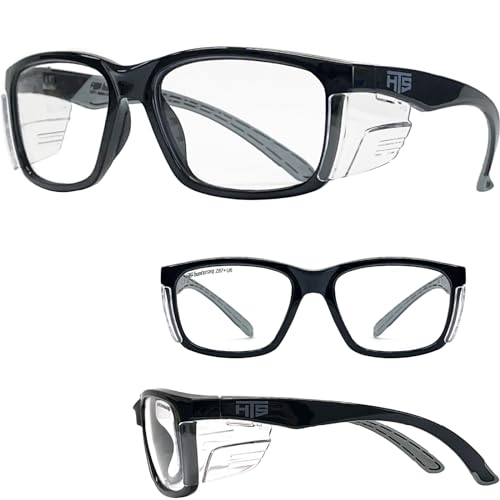 HTS HUNTERSKY E60 Anti-Fog Safety Glasses with Side Shields ANSI Z87 Eye Protection for Men Women Lab Chemistry Goggles DIY - color: Black & Clear - 2
