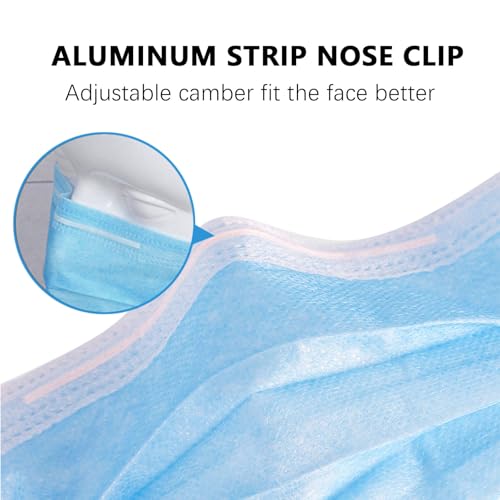 DC-BEAUTIFUL 100 Pcs Blue Disposable 3 Ply Earloop Face Masks,Fit for Adults - color: Blue
