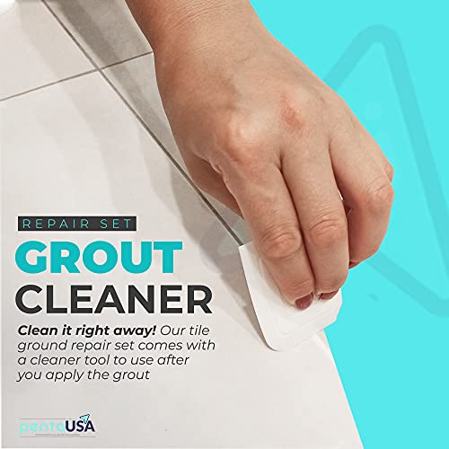 PentaUSA Tile Grout Repair Kit - Premixed Acrylic Sanded Grout for Bathroom, Shower & Kitchen, Water-Resistant Tube with Applicator, Fills Cracks and Gaps in Lines - Gray (8.8oz/250gr) - color: Gray