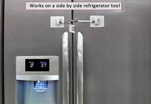 Refrigerator Lock (White with Silver Combination Padlock) - color: 1-Pack, White with Silver Combination Padlock