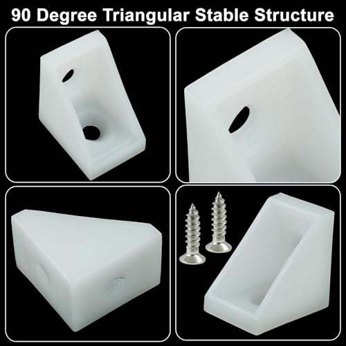20 Pcs Plastic Corner Bracket, White Corner Brace 2 Holes L Brackets, Small Plastic Shelf Brackets for Wood Shelves, Home Drawers, 1.06 x 1.06 x 0.51 inch - size: 2 Hole