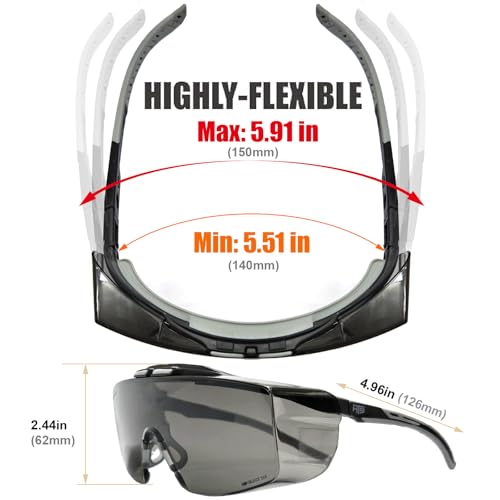 HTS HUNTERSKY ANSI Z87.1+ Anti Fog Lab Safety Glasses Fit Over Eyeglasses Up to 1.88 inch 100% UV Protective OTG Goggles - color: 3906s Black-gray / Gray Lens