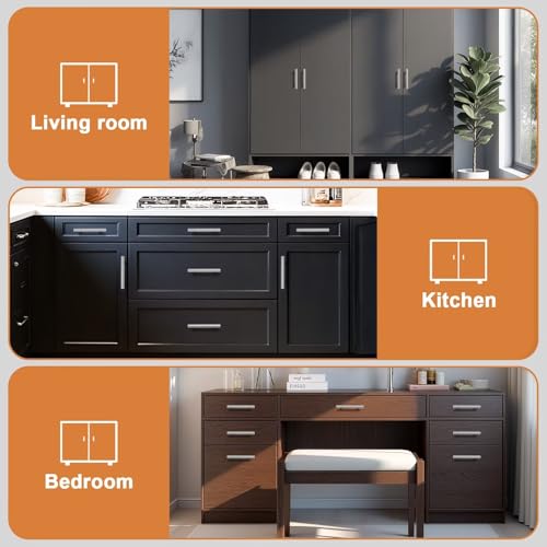 Probrico 5 Pack Hole Centers (76mm) 3inch Polished Chrome Kitchen Cabinet Handles Stainless Steel Polished Chrome Cabinet Pulls Euro Style Pull Handle for Cabinets and Drawers Total Length 5inch - color: Polished Chrome, size: Hole Centers: 3"