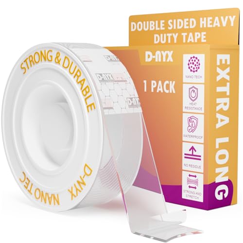 D-NYX Heavy Duty Double Sided Tape - Extra Large Nano Double Sided Adhesive Tape 1.18 inch Wide Removable Wall Tape Sticky Poster Tape Decor Scrapbook Supplies Scrapbookig Strips 9.85ft - style: Double Sided Tape