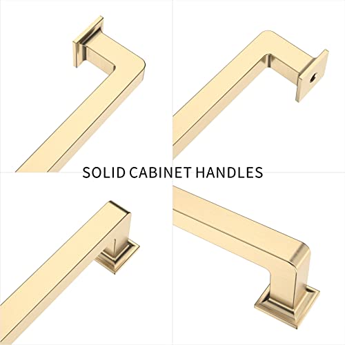 9BUILD Kitchen Cabinet Hardware - 3.75 Inch Brass Cabinet Pulls, 10 Pack, Gold Cabinet Knobs, Cupboard Handles - color: Brushed Brass, size: 3.75"/96MM Hole Center, style: 10 Pack