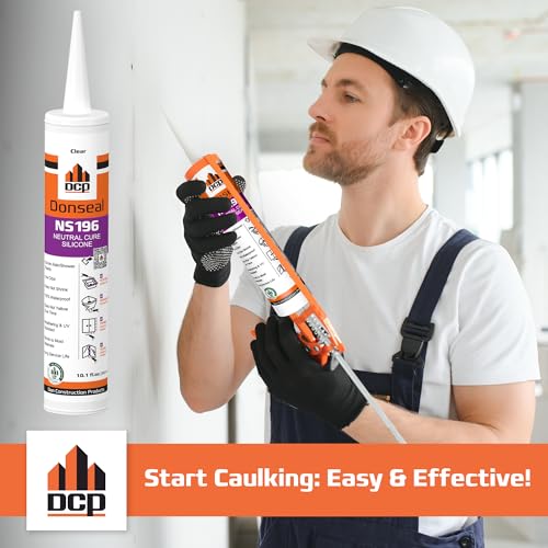 DCP Donseal NS196 Silicone Caulk Sealant 12 Pack – 100% Silicone Tube for Bathroom, Kitchen, Outdoor, Bathtub and Window Seal, 10.1 fl oz – Clear - style: 12-Pack