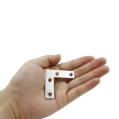 Hordion 10Pcs 2 x 2 Inch L Bracket Corner Brace (50 X 50mm), Stainless Steel Flat Corner Bracket Heavy Duty, Metal L Shaped Support Brace, Right Angle Repair Plates with Screws - size: 2" x 2" (Silver), style: L-Shape