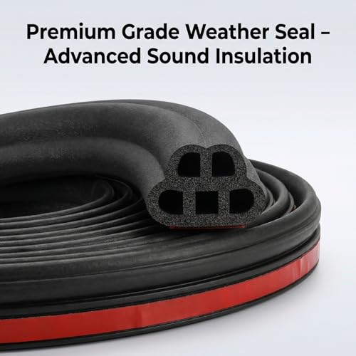 5-Hole 33ft/10m Automotive Weatherstrip Seal, Double Layer Rubber Door Edge Guard, Self-Adhesive Sound Deadening Seal Strip for Car, SUV, Truck Door Gap Protection (Black)
