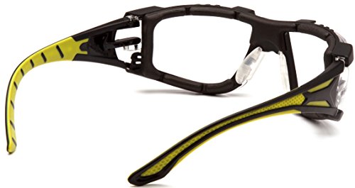 Pyramex Endeavor Plus Safety Glass Black/Gray Frame With Foam Padding Clear H2MAX Anti-fog Lens - color: Clear H2max Anti-fog Lens/ Black-green Frame, style: Foam Padded