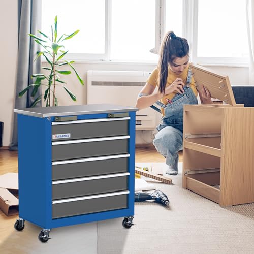LARBANKE 5-Drawer Rolling Tool Chest,Tool Cabinet on Wheels with Keyed Locking System and Drawer Liners,Tool Chest with Link Buckle and can be Combined to Large Cabinet Set,for Warehouse,Garage - style: 5 Drawer Rolling Tool Chest