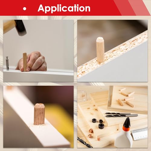smseace 255Pcs Wooden Dowel Pins - 8 Sizes 1/4Inch 5/16Inch 3/8Inch Fluted Wooden Dowel Kit for Crafts, Furniture, Door, DIY - size: 255Pcs Straight Wood Pin - 8 Sizes