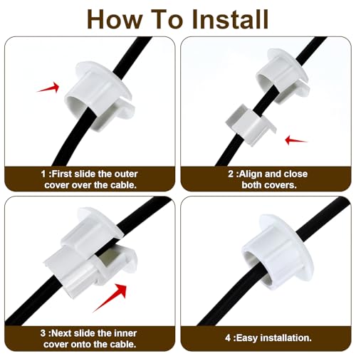 4Pcs Wall Cable Pass Through Grommet, 1'' Plastic Feed Through Bushing, Compatible Wall Hole Routing Kit, Cords Hole Covers Bushing for Cables Wires Furniture (White)