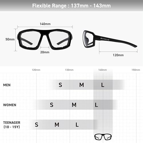 REV Z87+ Powersports Motorcycle Riding Goggles High Impact Photochromic UV400 Sports Wrap Sunglasses Safety Glasses - color: Crystal Black