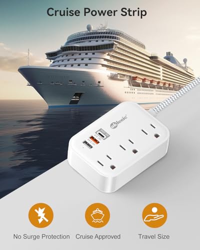 PD 20W USB C Travel Power Strip, Flat Plug Power Strip with 3 USB(1 USB C) Ports, Short Extension Cord 3FT PD 20W Fast Charging Station, Cruise Ship Essentials Compatible with iPad Pro iPhone Samsung - size: 3FT-PD 20W