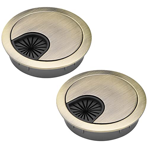 2 Pack 2 Inch Metal Desk Grommet for Wire Organizer, Bronze - color: Bronze-2Pack