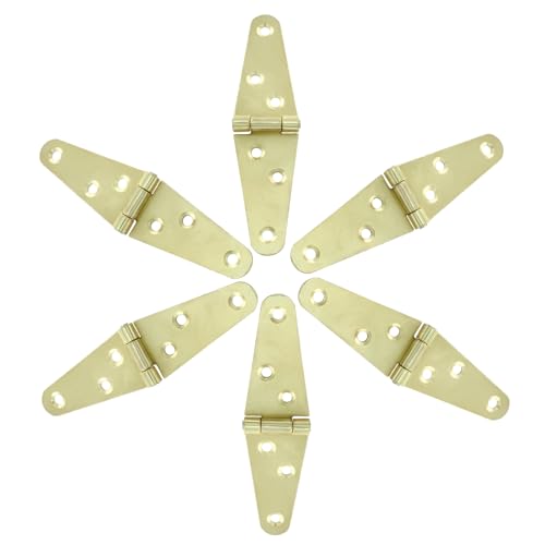 Piutouyar 6 Pcs Heavy Duty Gold Strap Hinges, 2 Inch Shed Hinges Cabinet Latch Door Hinge Gate Hinge with Mounting Screws - color: Gold
