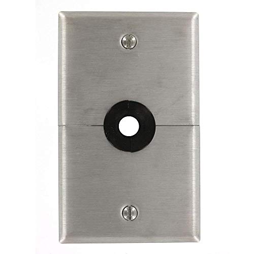 Leviton 1-Gang .625-Inch Hole Device Telephone/Cable Wallplate, Box Mount, Horizontal Split Plate, Stainless Steel, S751-N