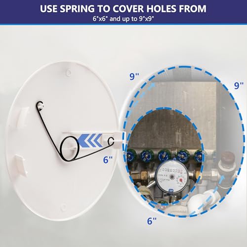 Easy-Exs 10" Round Access Panel for Ceiling and Wall - Adjustable from 6 to 9 inches - Ceiling Hole Cover - for Electrical, Plumbing, Cables, HVAC, Speaker and LED Holes - Durable Plastic Panel - size: Single Piece