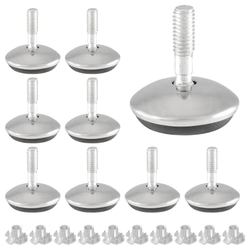 Bivethoi 12 Pack M6 Swivel Furniture Leveling Feet, Adjustable Table Leg Levelers, Heavy Duty Sofa Feet with T Nut, Threaded Swivel Foot Pads, Chair Glides, 1-3/16 Inch OD - size: M6 (1-3/16 inch)