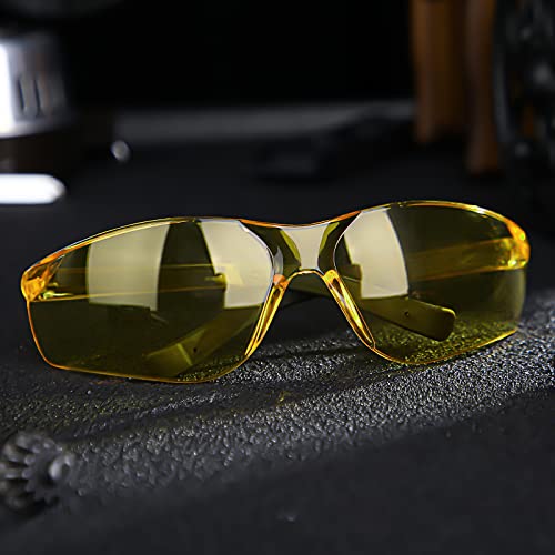 Queekay 12 Pack Safety Glasses Bulk Impact UV Scratch Glasses Protective Eyewear for Men Women Adolescents Eye Protection for Work Lab Construction Science (Amber) - color: Amber