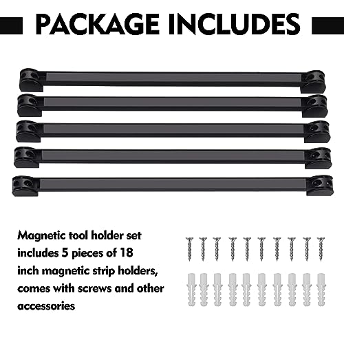 5 Pack Magnetic Tool Holder, Magnetic Strips Tool Magnet Bar PVC Coated for Garage Tool Organizer 18 In - style: 18IN-5 PACK