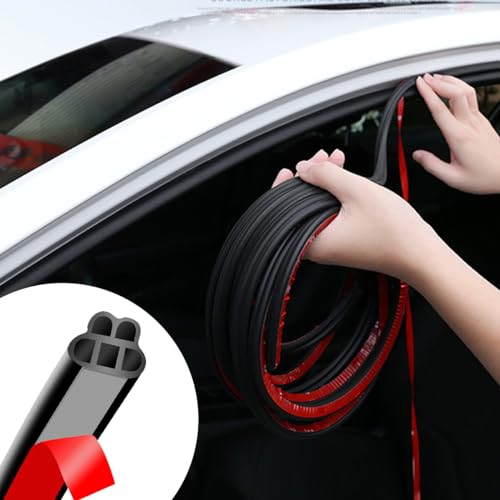 Mandark Car Door Seal Strip, Rubber Double Layer Vehicle Weather Stripping, 32.8ft 5 Hole Soundproof Self Adhesive Automotive Sealing Strip Accessories, Universal for SUV, Truck, RV (Black-1) - size: 5 Holes/32.8FT