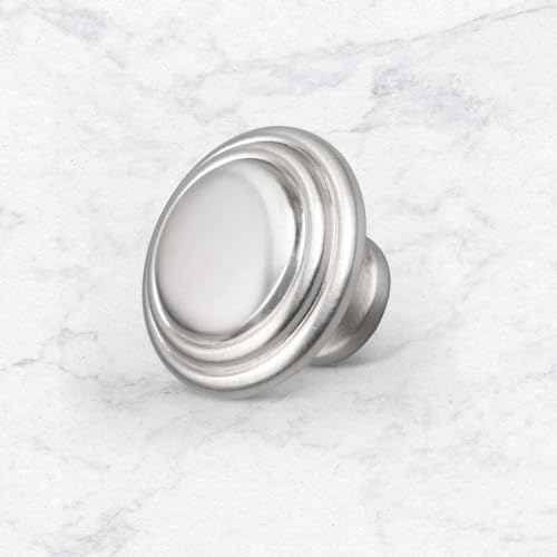 Gobrico 1-3/8" Round Cabinet Knobs Brushed Nickel Kitchen Door Knobs Bifold Handles for Wardrobe Bookcase Drawers 5 Pack - color: Satin Nickel