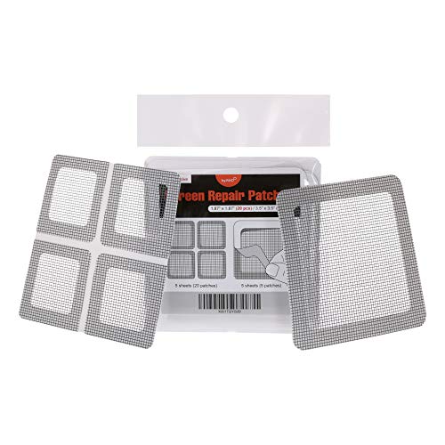by.RHO Window and Door Screen Repair Patch kit. 25 Patches, (1⅞" x 1⅞" x 20pcs) (3½" x 3½" x 5pcs) - color: Small+medium / Gray