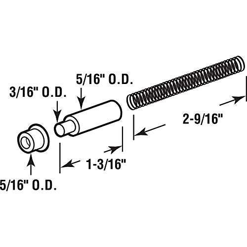 Prime-Line K 5131 Steel and Nylon Storm Door Hinge Pin Kit, 2-9/16 In. Springs, 5/16 In. Diameter Pins and Bushings, White (3 Sets)