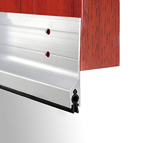 42 inch Door Draft Stopper Bottom Mice Seal Strip Metal Noise Blocker, Aluminium Mouse Sweep 2" Height, Silver