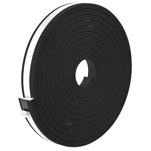 QDiShi 196" Wedge-Shape Weather Stripping Door Seal Weatherproof Foam Seals Self Adhesive Insulation Anti-Collision Strip Soundproofing Frame Insulation Tape Fits 0.13-0.31" Gaps(Black) - color: Black