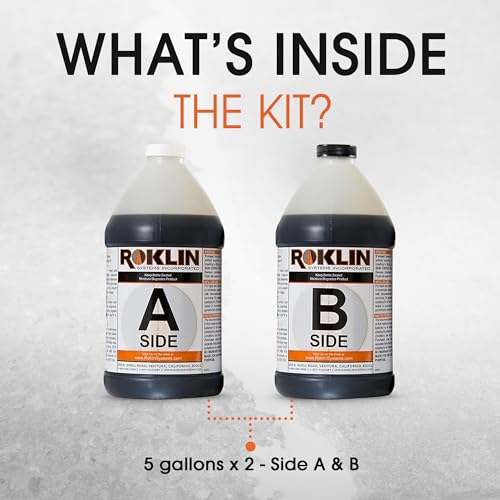 Roklin Systems, Inc. - PolyFlex DS Concrete Crack Filler, Quick-Drying Asphalt Crack Sealer, Floor/Wall Repair Patch Kit Essential, 10 gallons (5 gallons x 2 - Side A & B), Black - color: Black, size: 10 Gallon