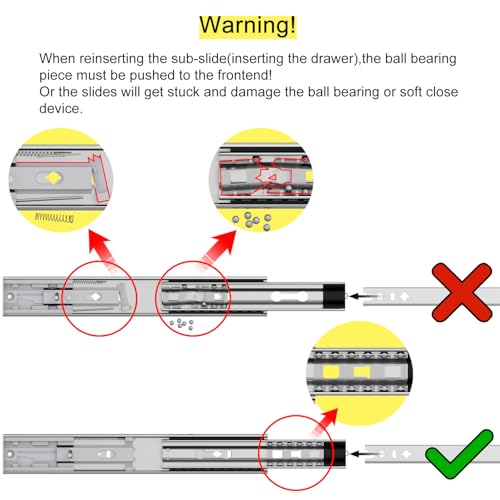 VADANIA 24" Soft Close Heavy Duty Drawer Slides, #K53, Up to 265lb Load Capacity, 3-Fold Full Extension, Ball Bearing, Side Mount, 1-Pair - color: #K53 - Soft Close, size: 24 Inch