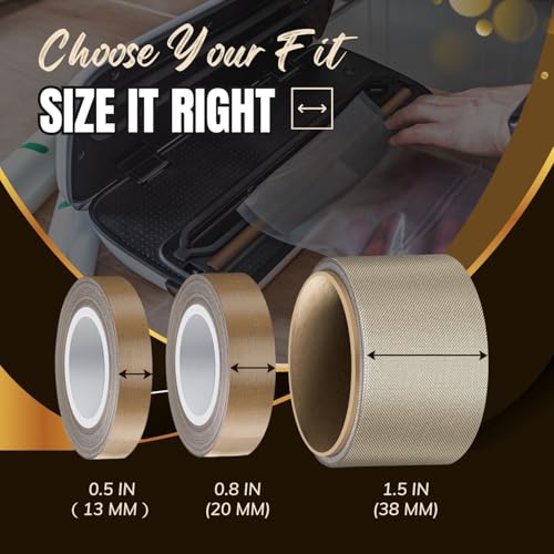 Flexzion High Temp Teflon Tape for Impulse Sealer, Vacuum Sealer, Heat Sealing, Food Packaging & Industrial Use - Teflon Fiberglass PTFE Tape, 38mm x 5m (1.5in x16.5 Ft) - size: 1.5in x16.5 FT