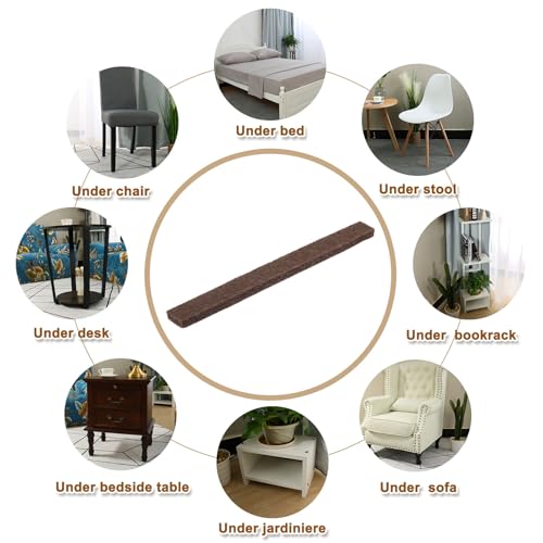 uxcell Felt Strips with Adhesive Backing, 20 Pcs 1/2" x 6" x 0.2" Anti Scratch Furniture Felt Tapes Self-Stick Pads for Protecting Hardwood Floor, Brown - color: Brown