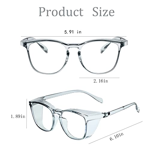 Safety Glasses for Men Women, Anti Fog Safety Goggles Comfortable Blue Light Blocking UV Protective Adult Nurse - color: Square Black Clear Blue Grey 4pack