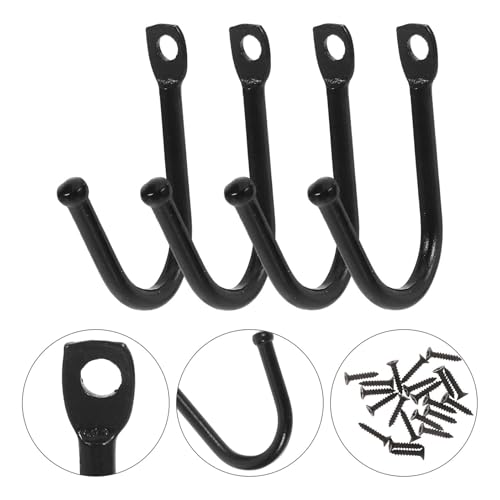 20pcs Heavy Duty Garage Wall Organizer Hooks for Tool and Garden Storage, Black Iron Strong Hanging Hooks for Garage and Outdoor Equipment