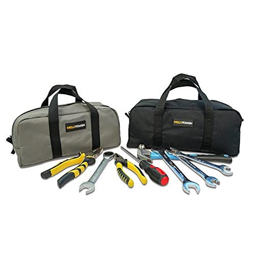 MELOTOUGH Utility Tool Tote bag Combo Kit-Includes 2 Medium Tool Organizer Bags for Electrician, Plumbing, Gardening, HVAC & More (14 inch,Black&Grey) - color: Black & Grey
