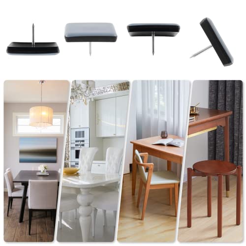 16pcs 1-1/2" (38mm) Nail on Furniture Sliders, Square Teflon Chair Feet Glides, Furniture Feet Glides Chair Leg Floor Protectors, Moving Sliders for Carpet, Cupboard (Grey, Black) - size: 1-1/2 inch (38mm)-16pcs